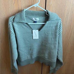 Striped Green cropped Sweater